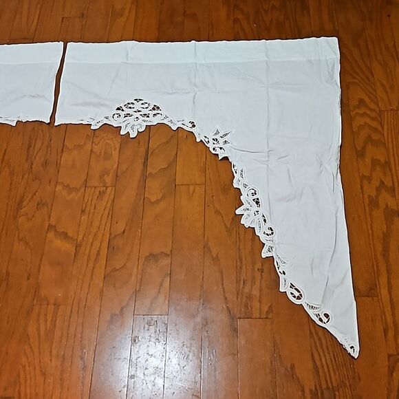 White Battenburg Lace Waterfall Curtain Drapes Cottagecore - Picture 4 of 10